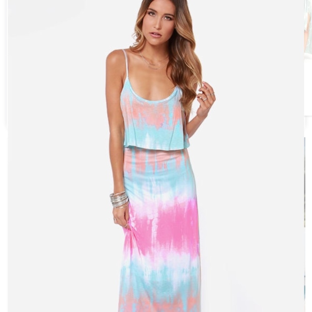 Lulu’s tie dye maxi dress, never worn, size small